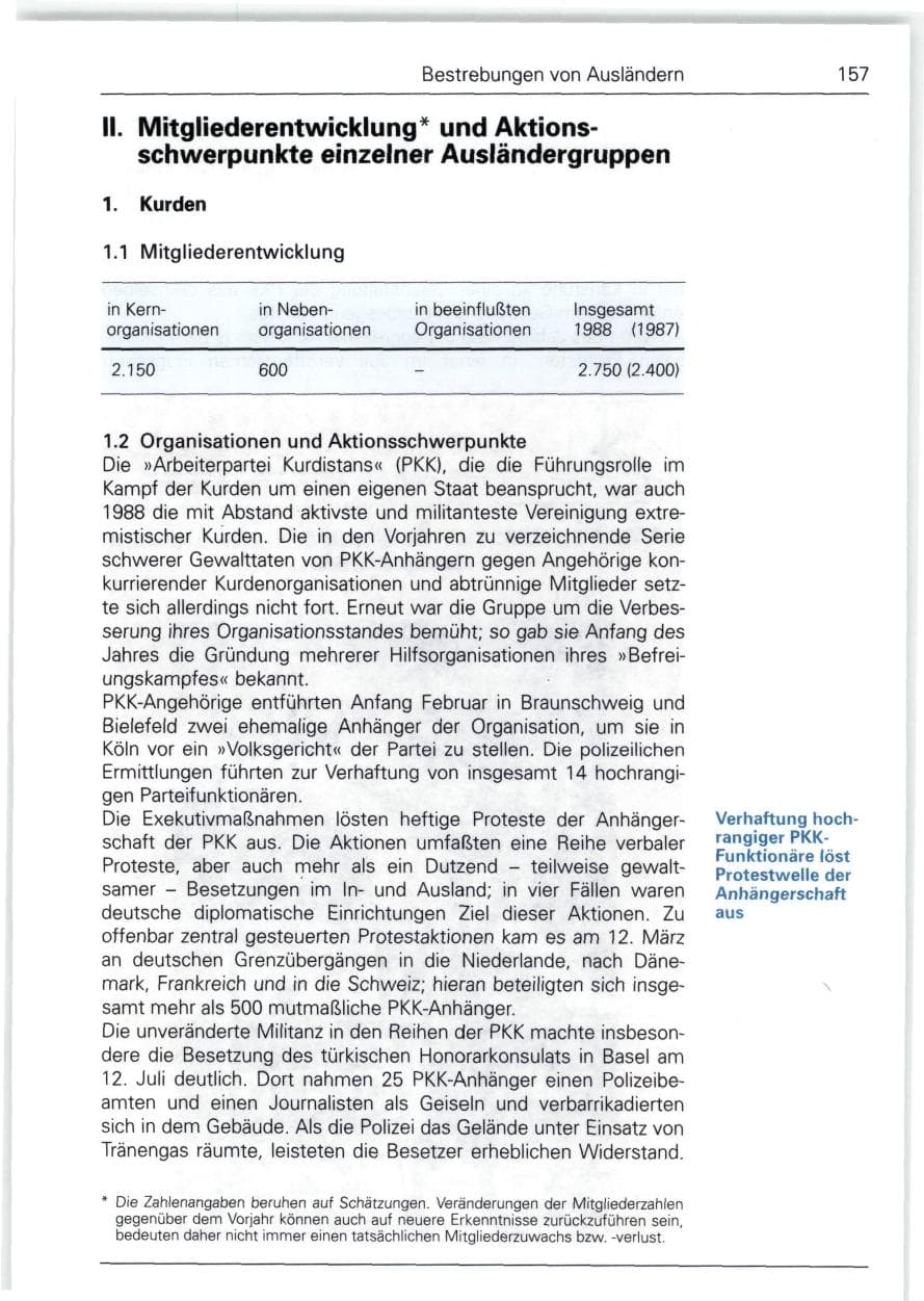 Seite 157 des Verfassungsschutzbericht 1988 Bund