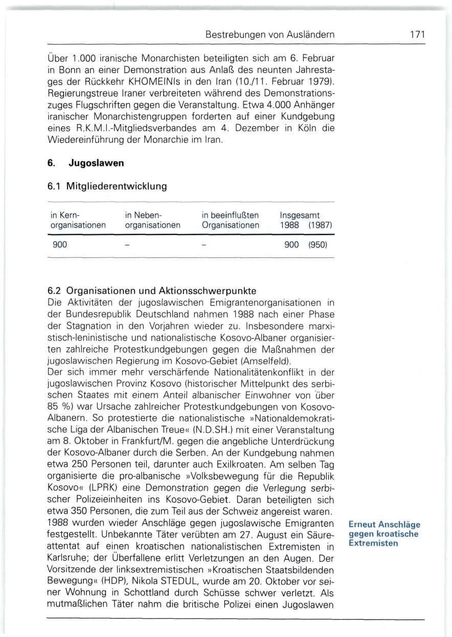 Seite 171 des Verfassungsschutzbericht 1988 Bund