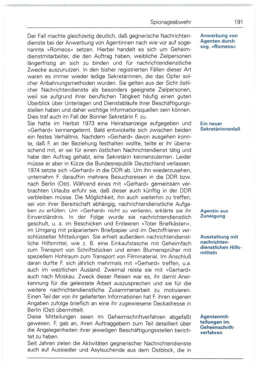 Seite 191 des Verfassungsschutzbericht 1988 Bund