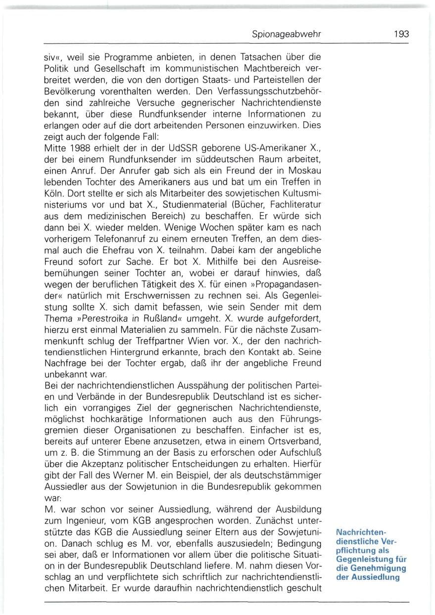 Seite 193 des Verfassungsschutzbericht 1988 Bund