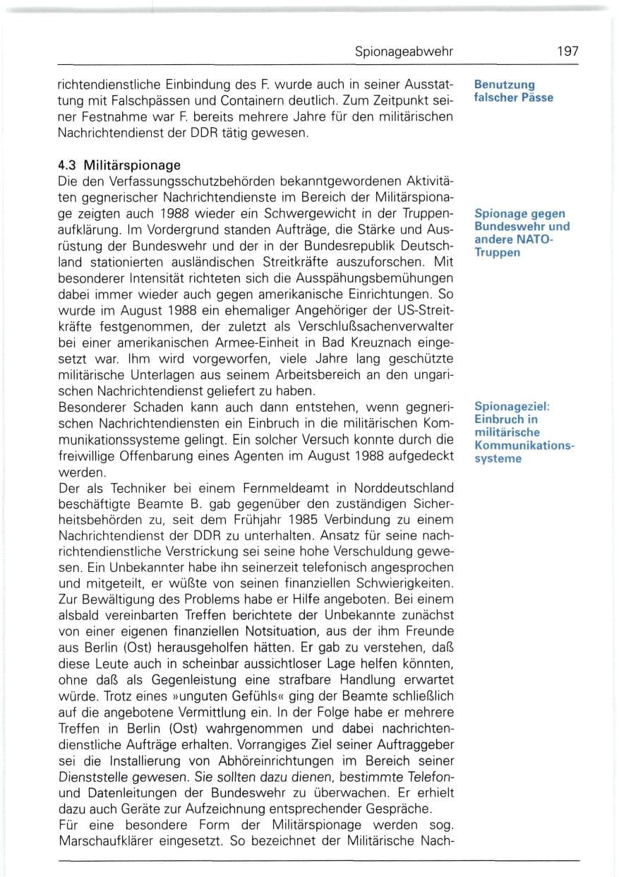 Seite 197 des Verfassungsschutzbericht 1988 Bund