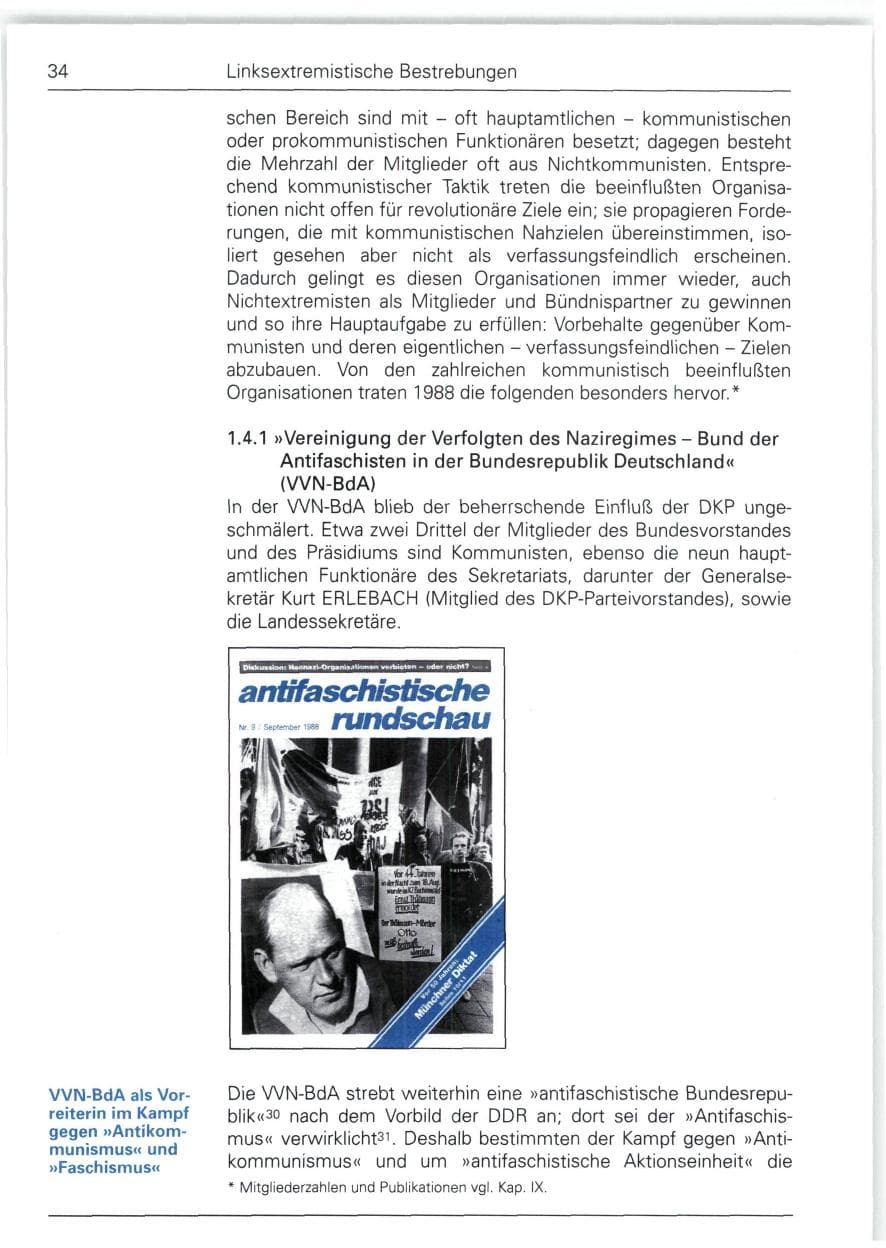 Seite 34 des Verfassungsschutzbericht 1988 Bund