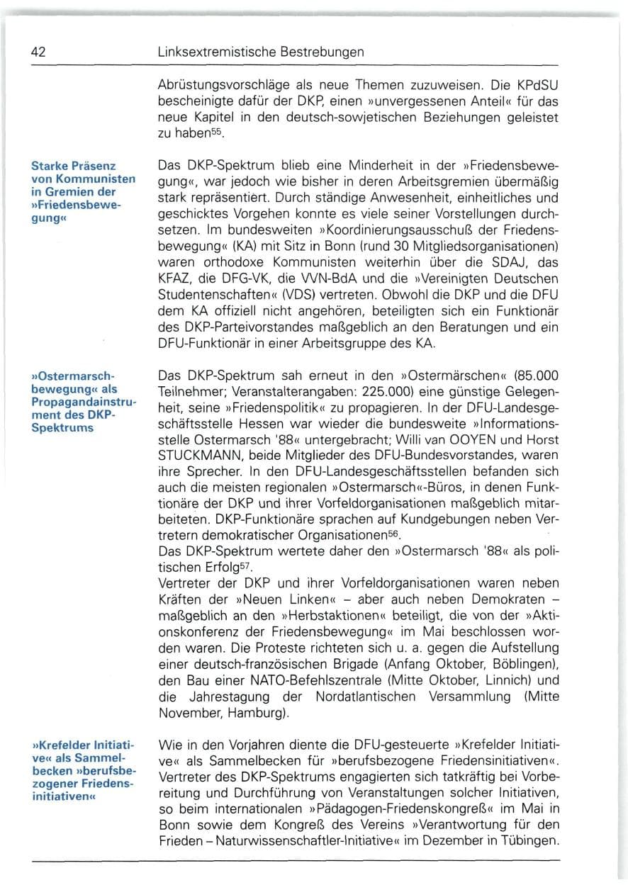 Seite 42 des Verfassungsschutzbericht 1988 Bund