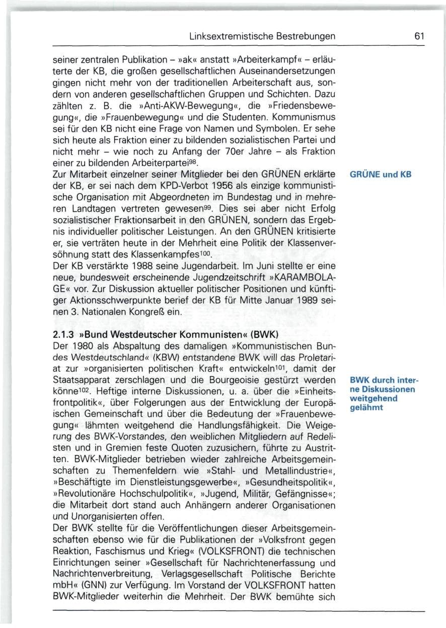 Seite 61 des Verfassungsschutzbericht 1988 Bund