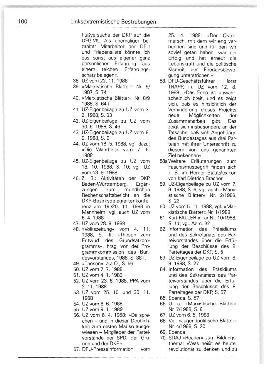 Seite 100 des Verfassungsschutzbericht 1988 Bund