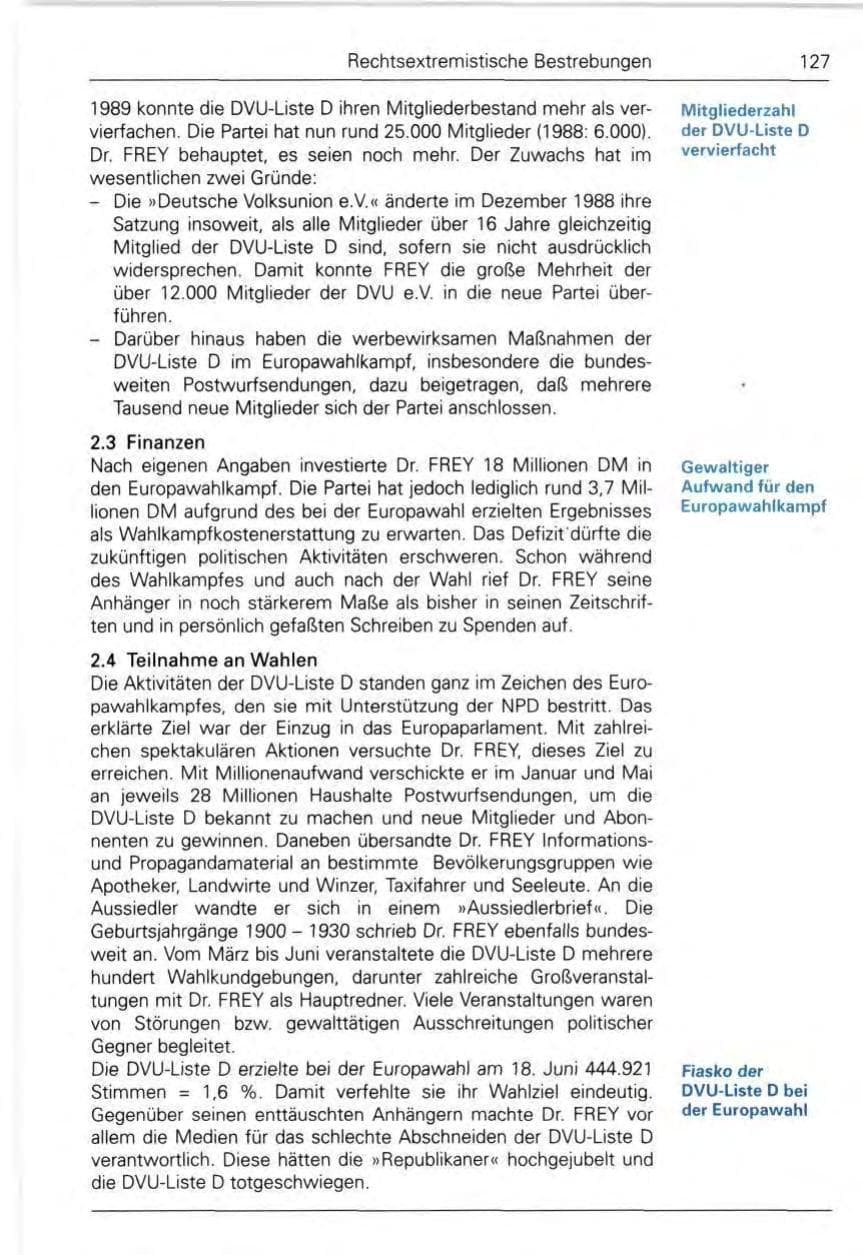 Seite 129 des Verfassungsschutzbericht 1989 Bund