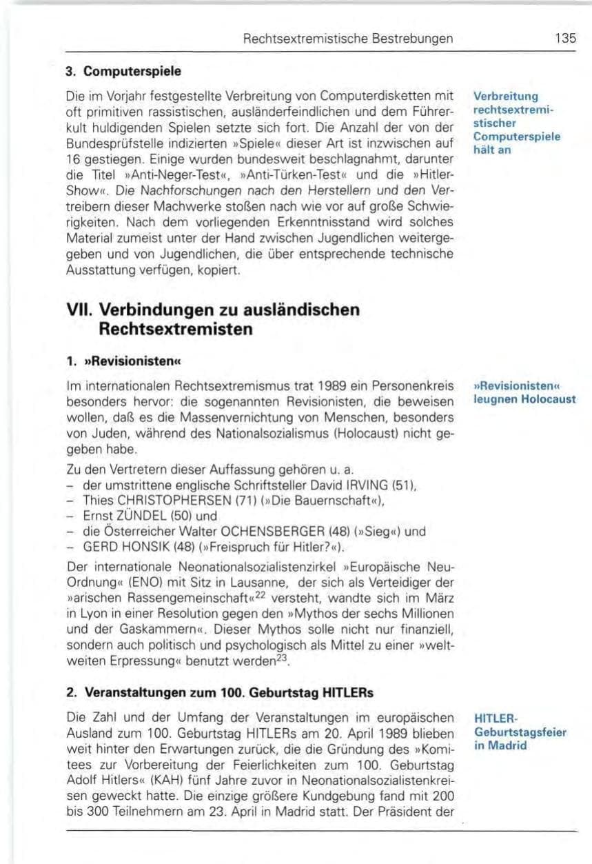 Seite 137 des Verfassungsschutzbericht 1989 Bund