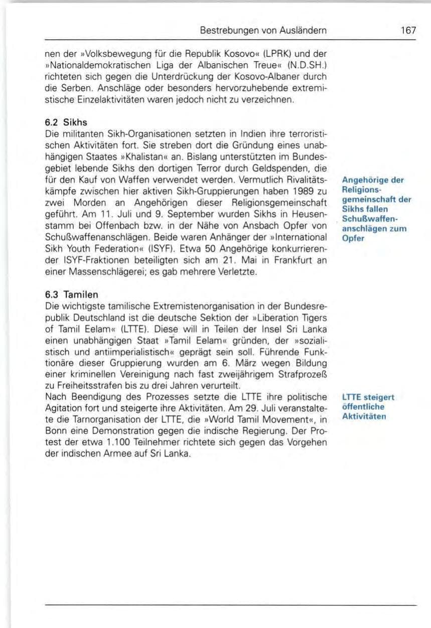 Seite 169 des Verfassungsschutzbericht 1989 Bund