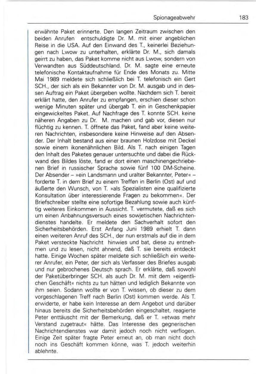 Seite 185 des Verfassungsschutzbericht 1989 Bund