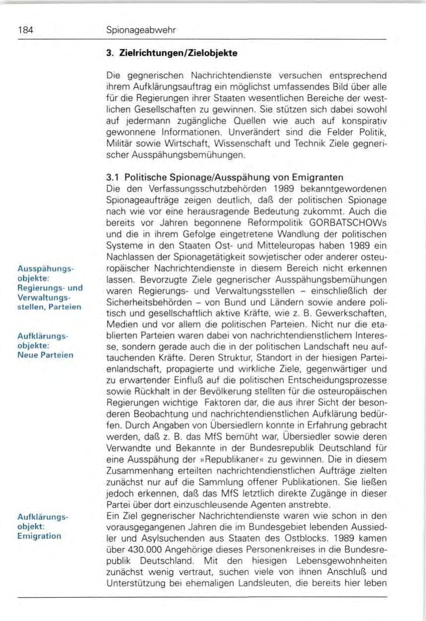 Seite 186 des Verfassungsschutzbericht 1989 Bund