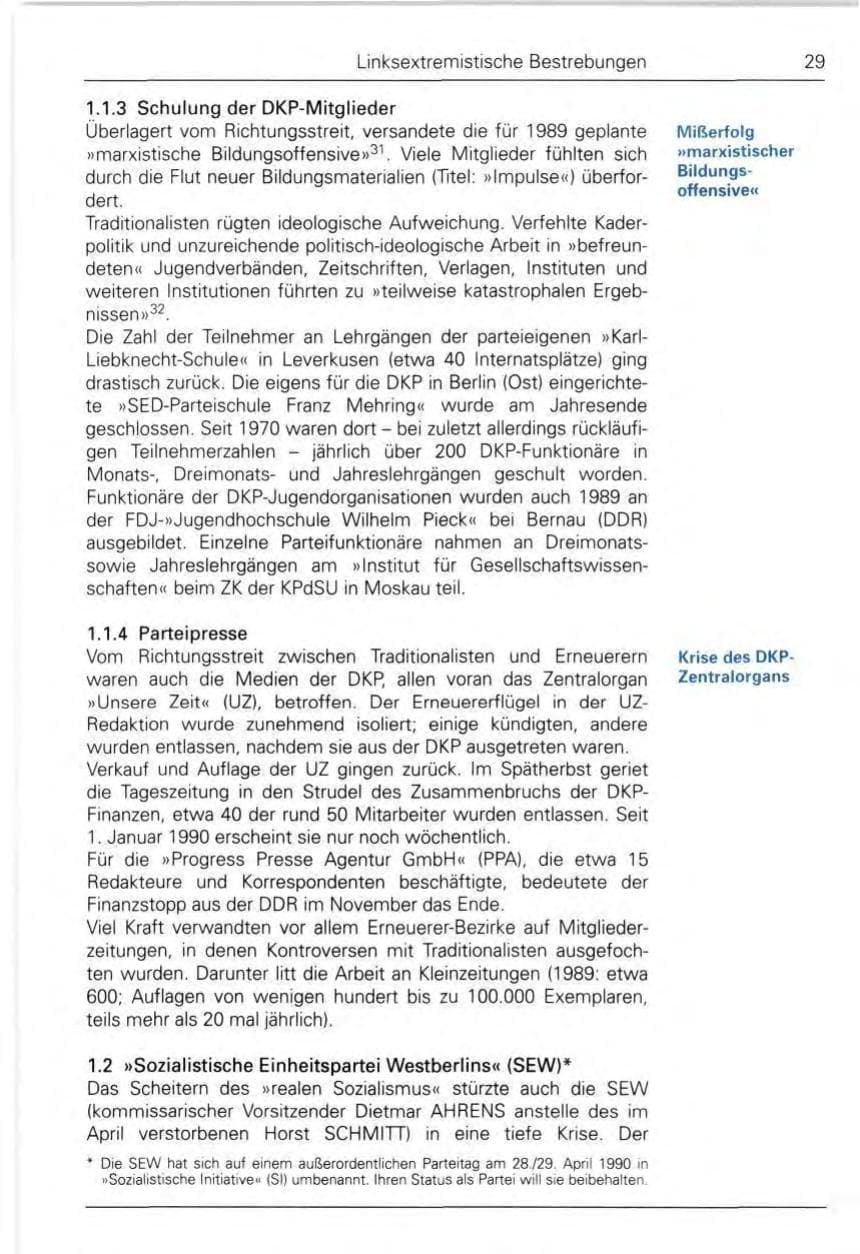 Seite 31 des Verfassungsschutzbericht 1989 Bund