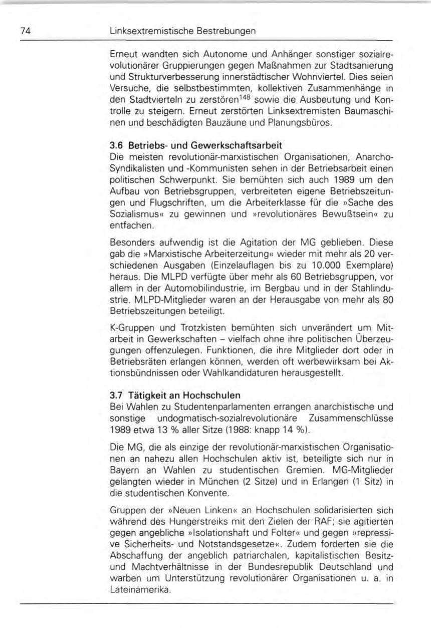 Seite 76 des Verfassungsschutzbericht 1989 Bund