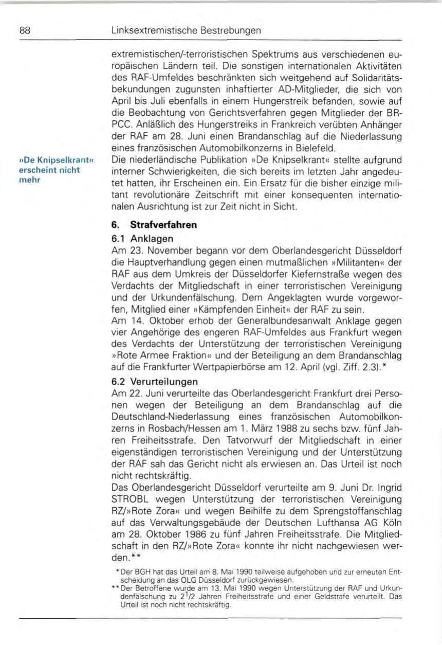 Seite 90 des Verfassungsschutzbericht 1989 Bund