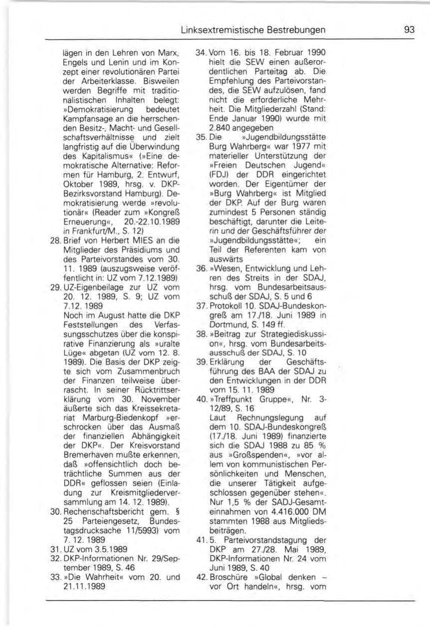 Seite 95 des Verfassungsschutzbericht 1989 Bund
