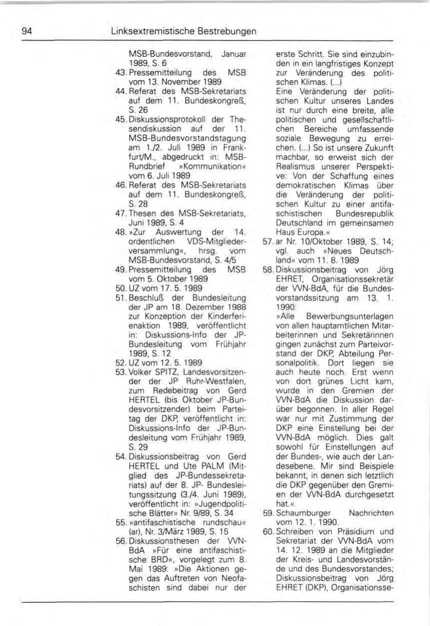 Seite 96 des Verfassungsschutzbericht 1989 Bund