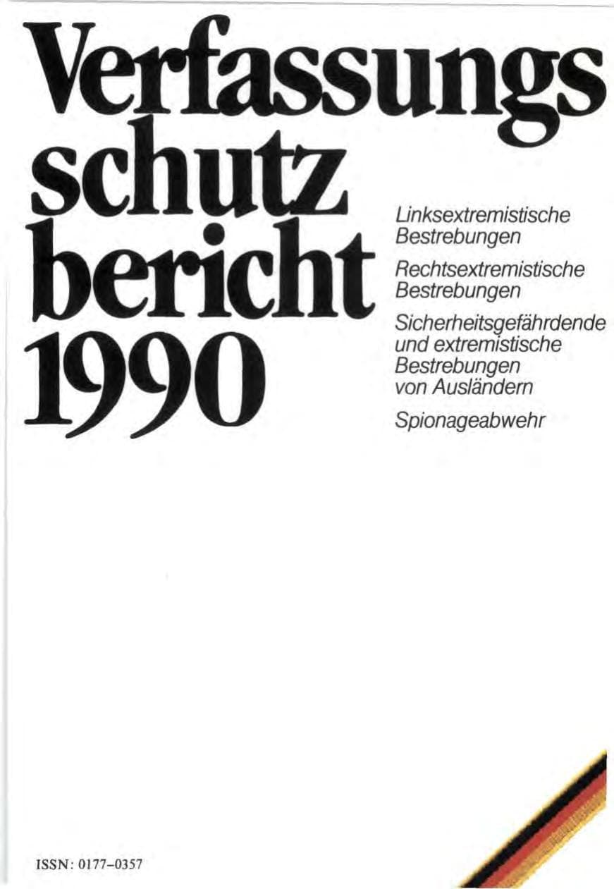 Seite 1 des Verfassungsschutzbericht 1990 Bund
