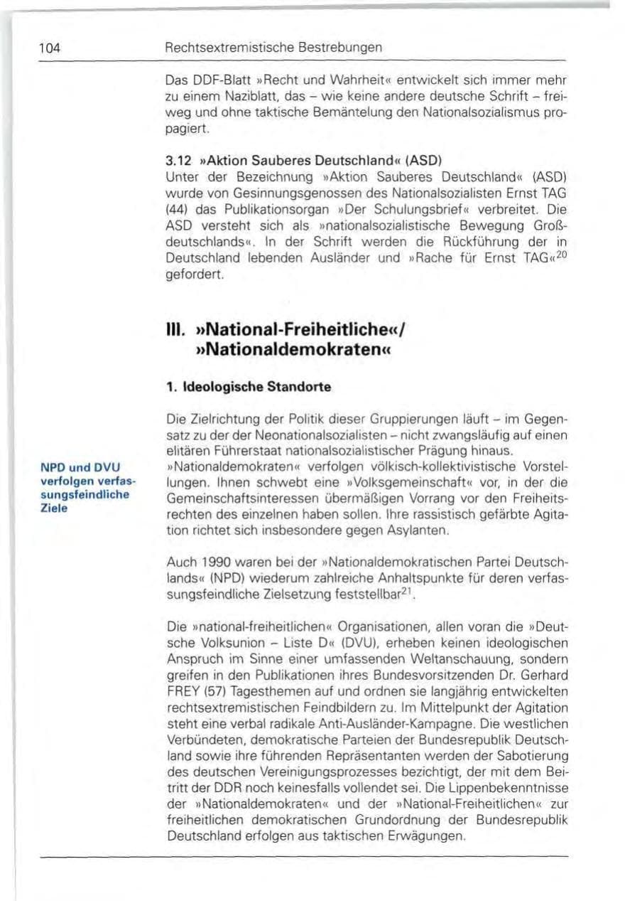 Seite 104 des Verfassungsschutzbericht 1990 Bund