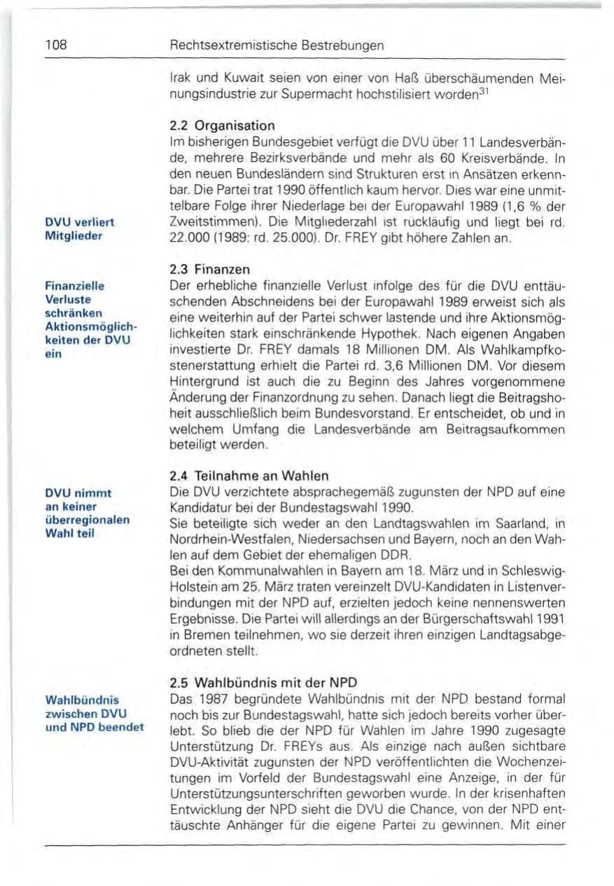 Seite 108 des Verfassungsschutzbericht 1990 Bund