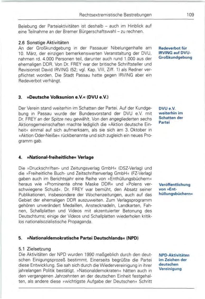 Seite 109 des Verfassungsschutzbericht 1990 Bund