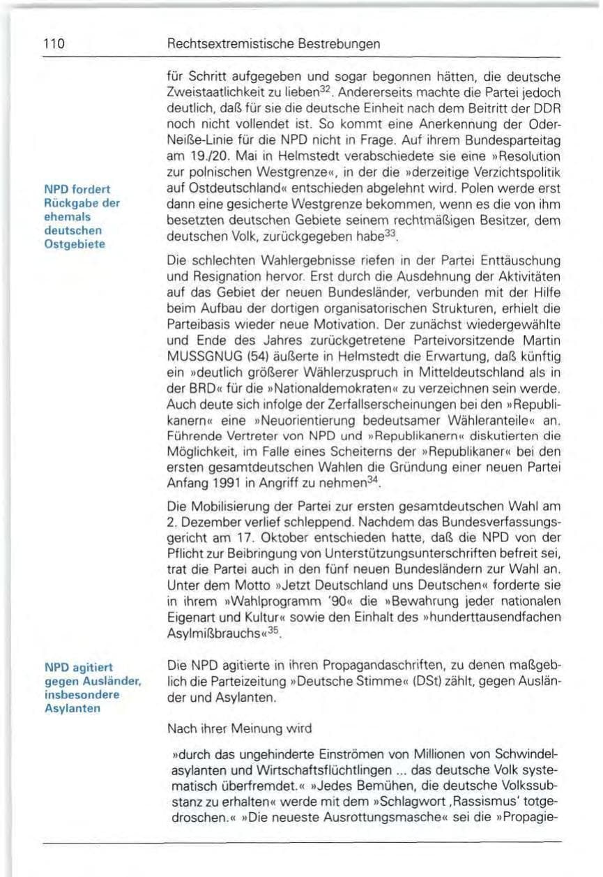 Seite 110 des Verfassungsschutzbericht 1990 Bund