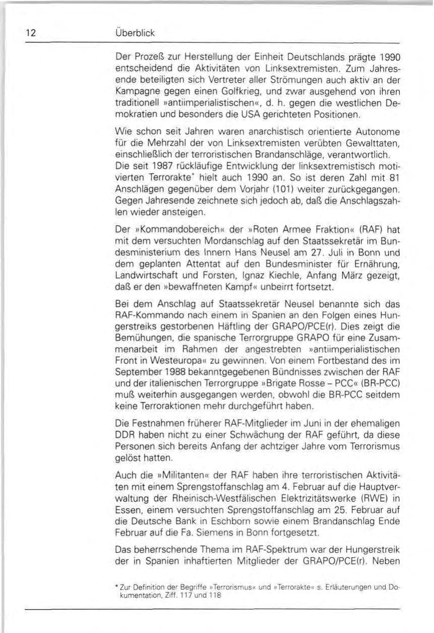 Seite 12 des Verfassungsschutzbericht 1990 Bund