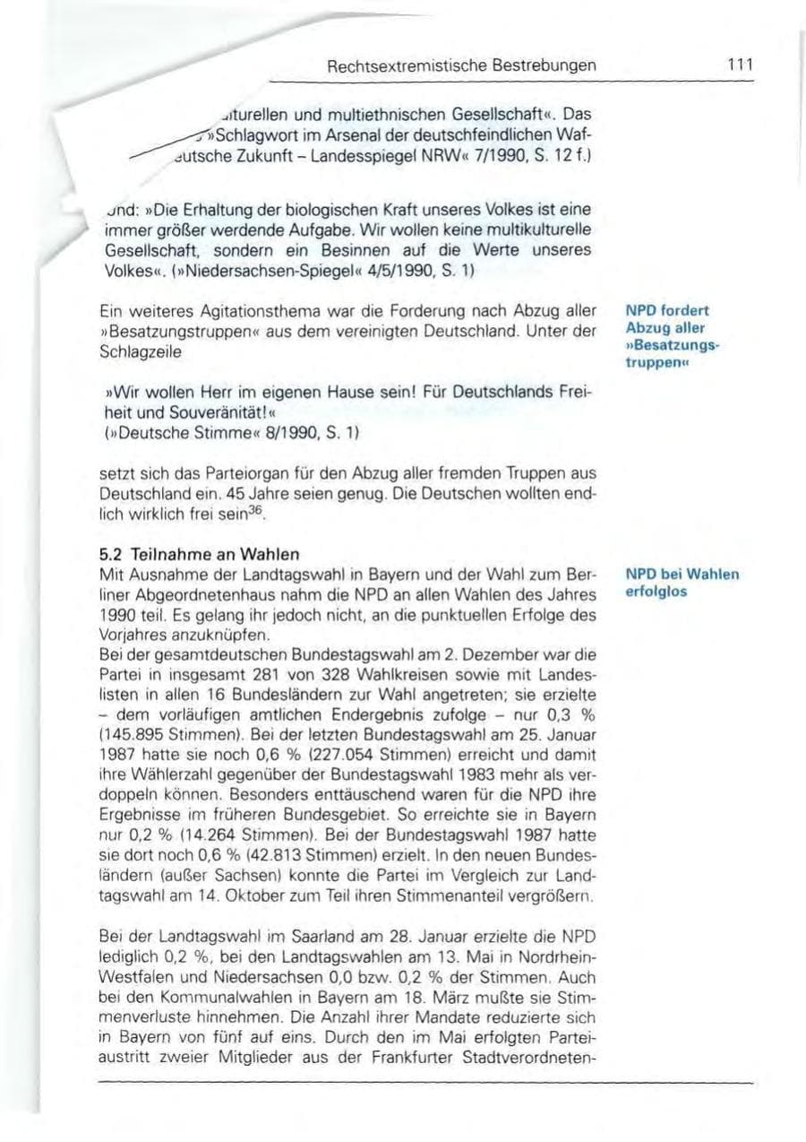 Seite 111 des Verfassungsschutzbericht 1990 Bund