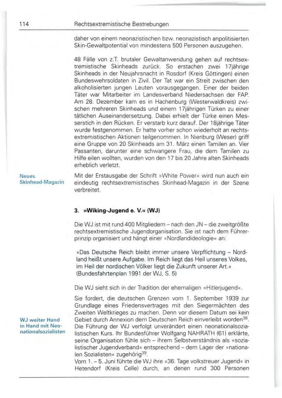 Seite 114 des Verfassungsschutzbericht 1990 Bund