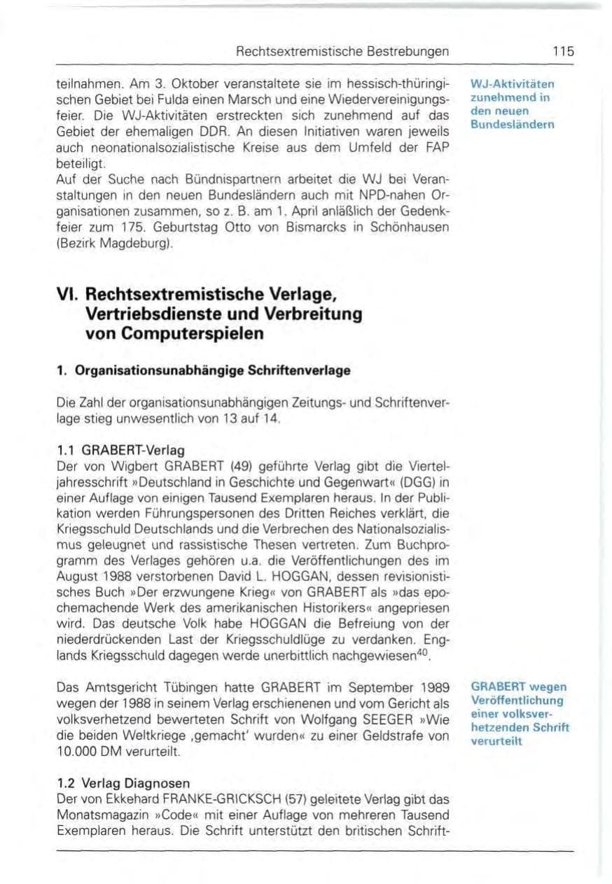 Seite 115 des Verfassungsschutzbericht 1990 Bund