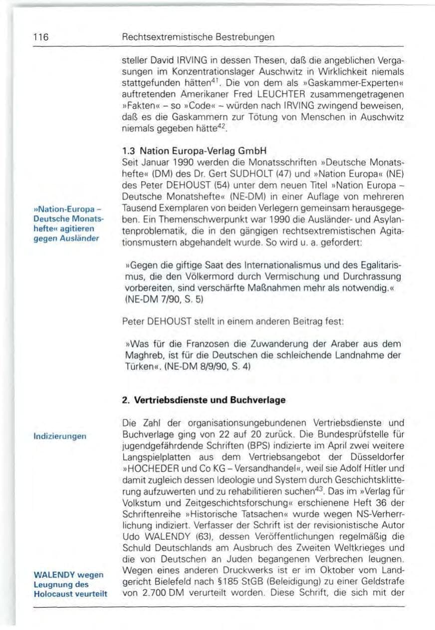Seite 116 des Verfassungsschutzbericht 1990 Bund