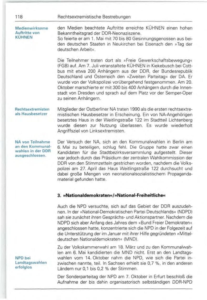 Seite 118 des Verfassungsschutzbericht 1990 Bund