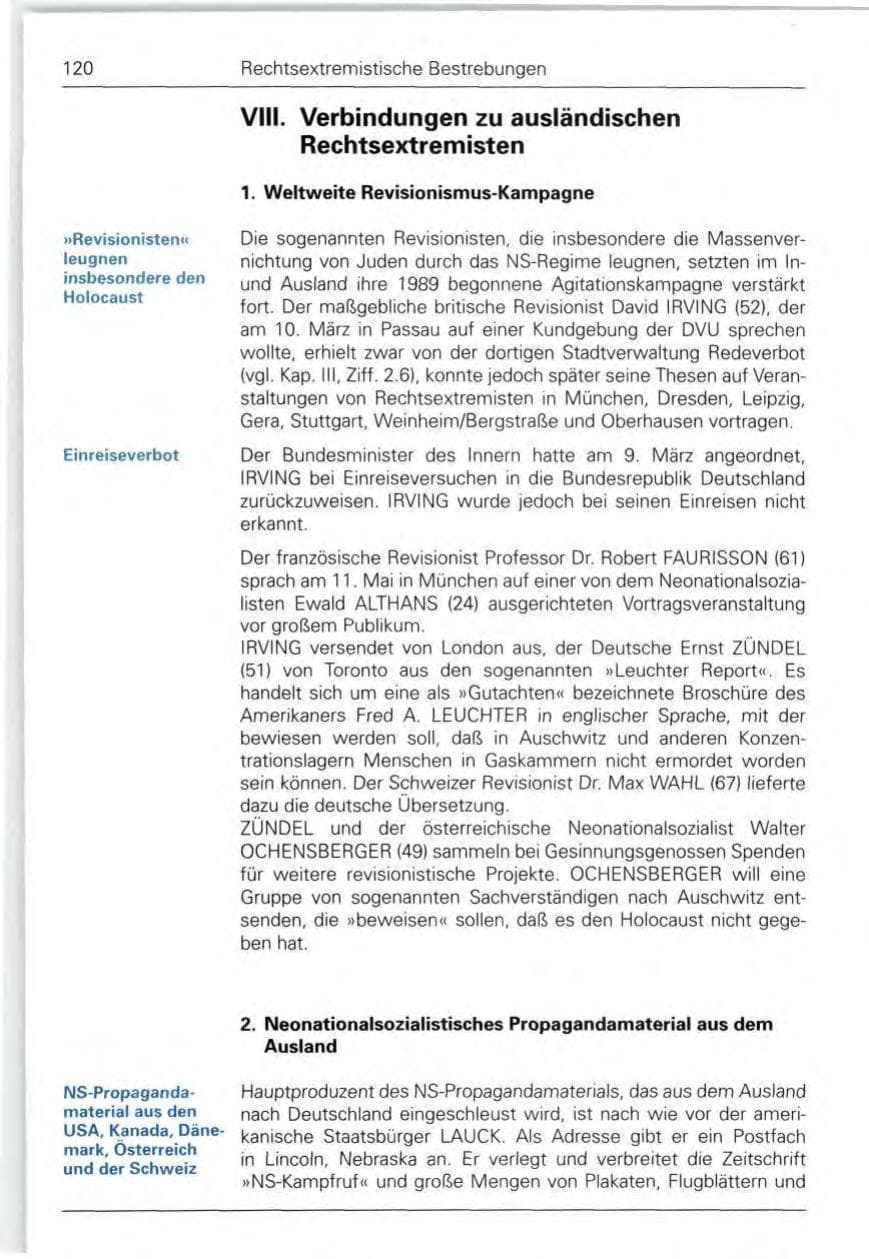 Seite 120 des Verfassungsschutzbericht 1990 Bund