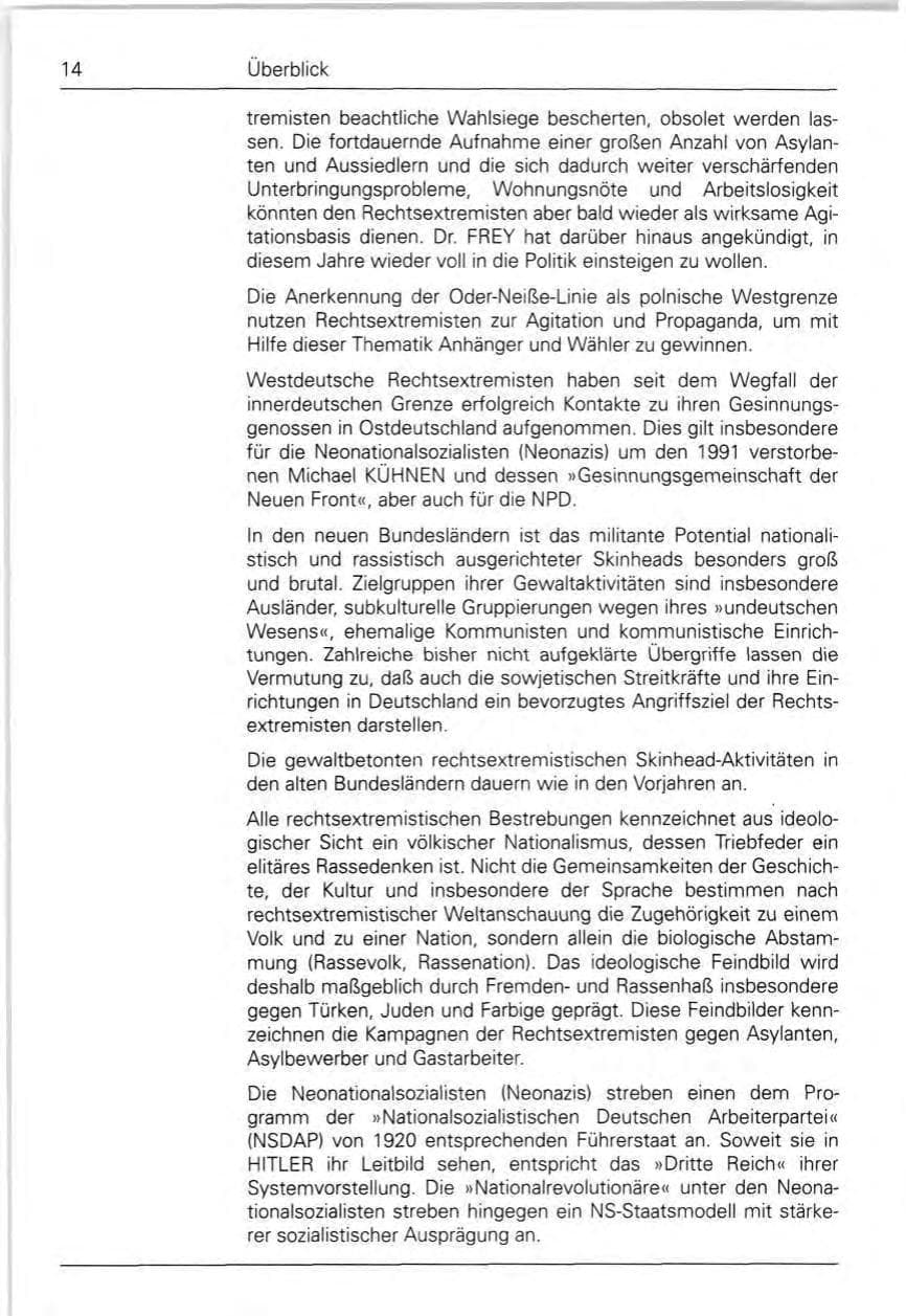 Seite 14 des Verfassungsschutzbericht 1990 Bund