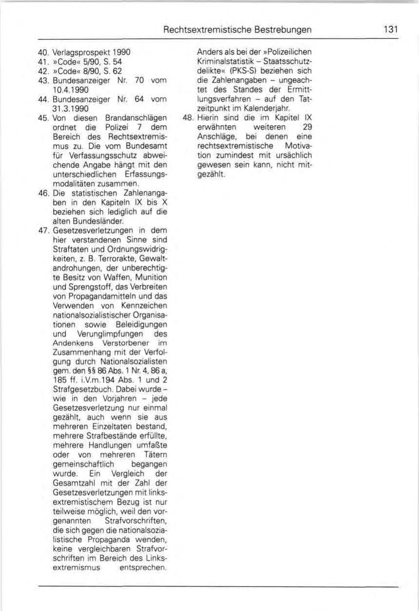 Seite 131 des Verfassungsschutzbericht 1990 Bund