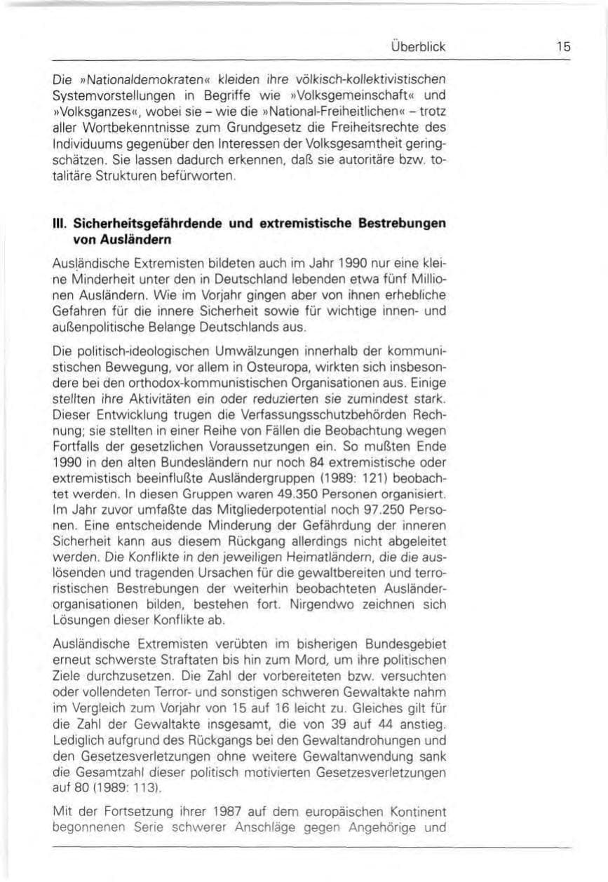 Seite 15 des Verfassungsschutzbericht 1990 Bund