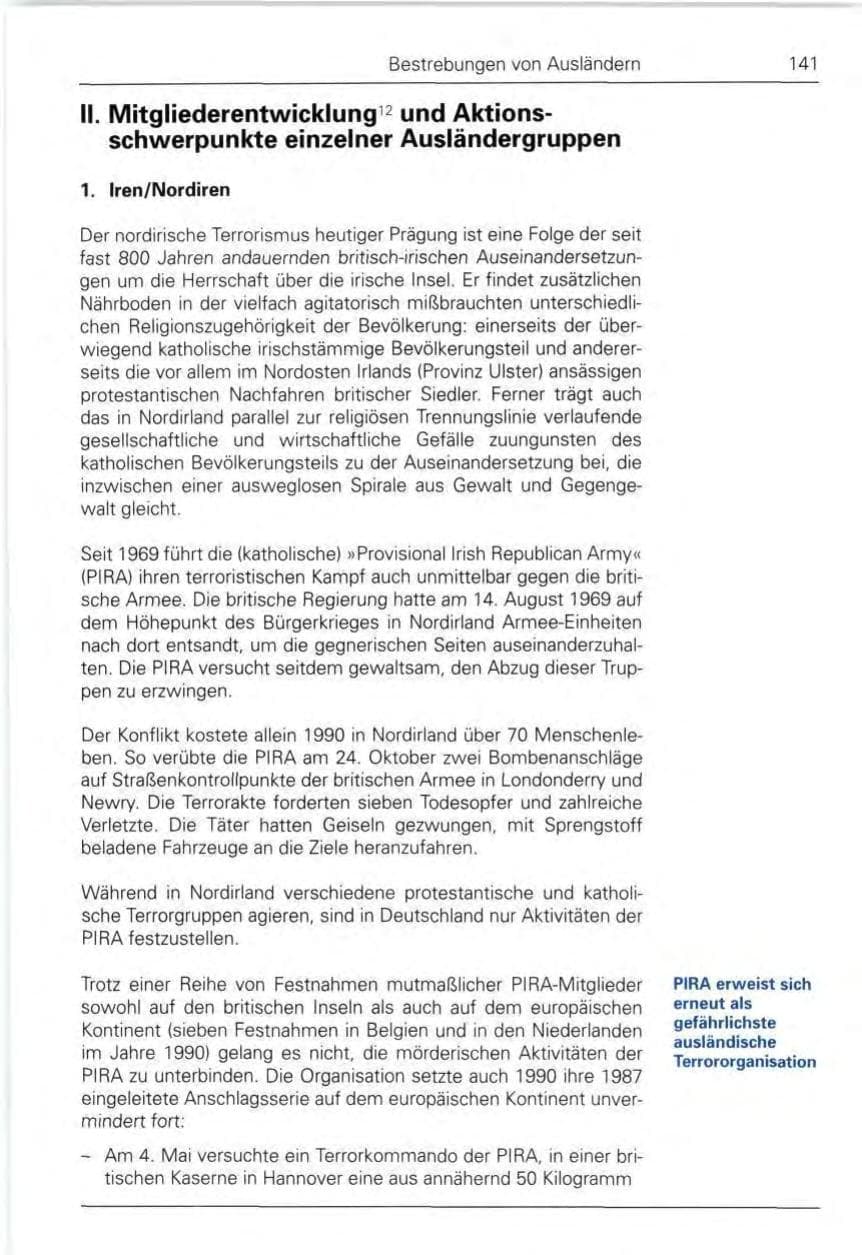 Seite 141 des Verfassungsschutzbericht 1990 Bund
