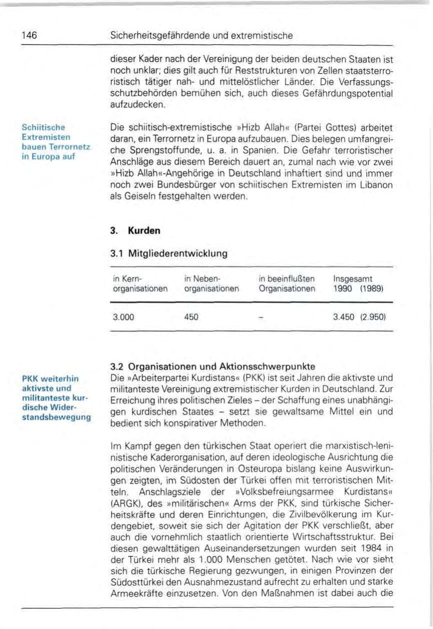 Seite 146 des Verfassungsschutzbericht 1990 Bund