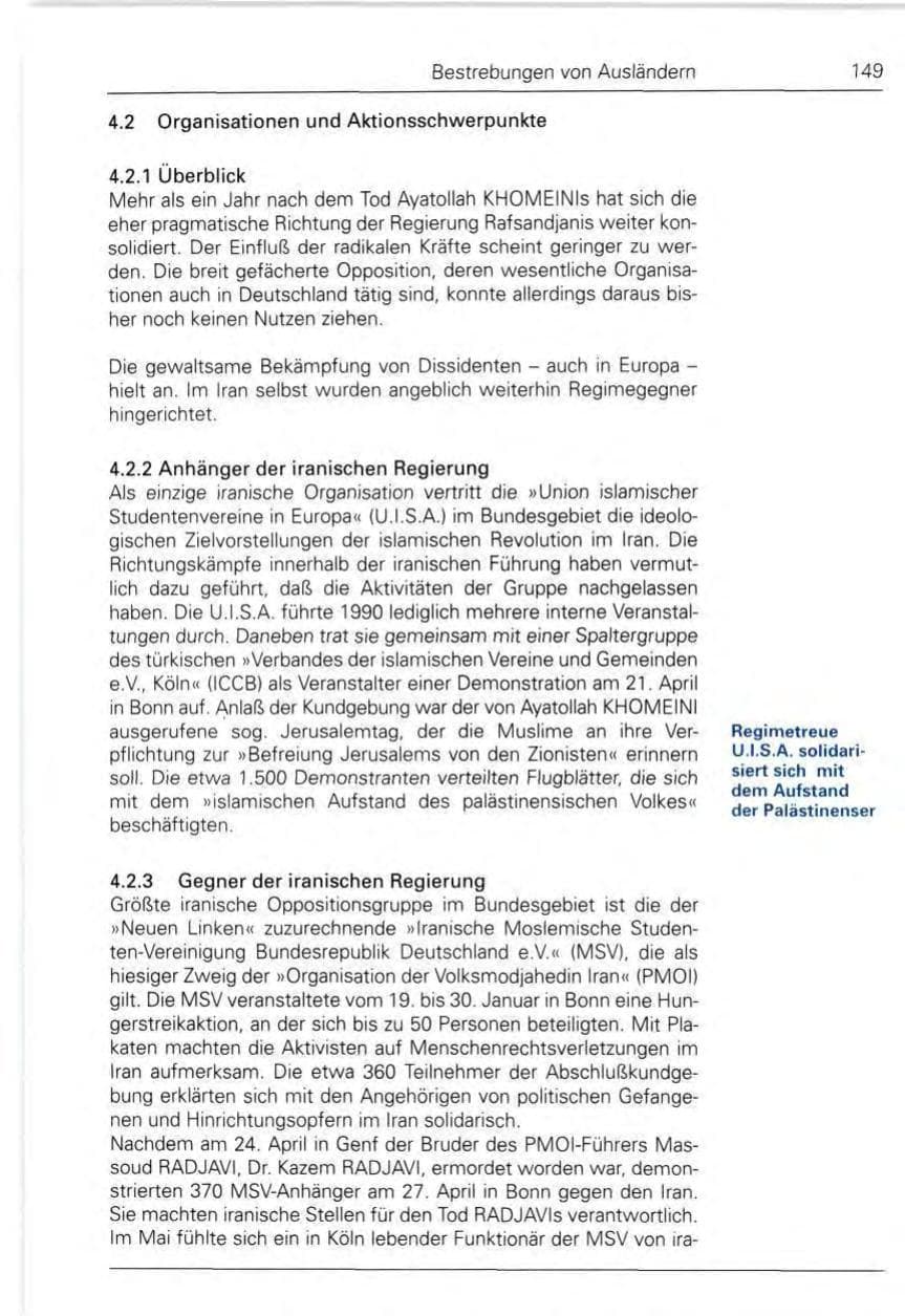 Seite 149 des Verfassungsschutzbericht 1990 Bund