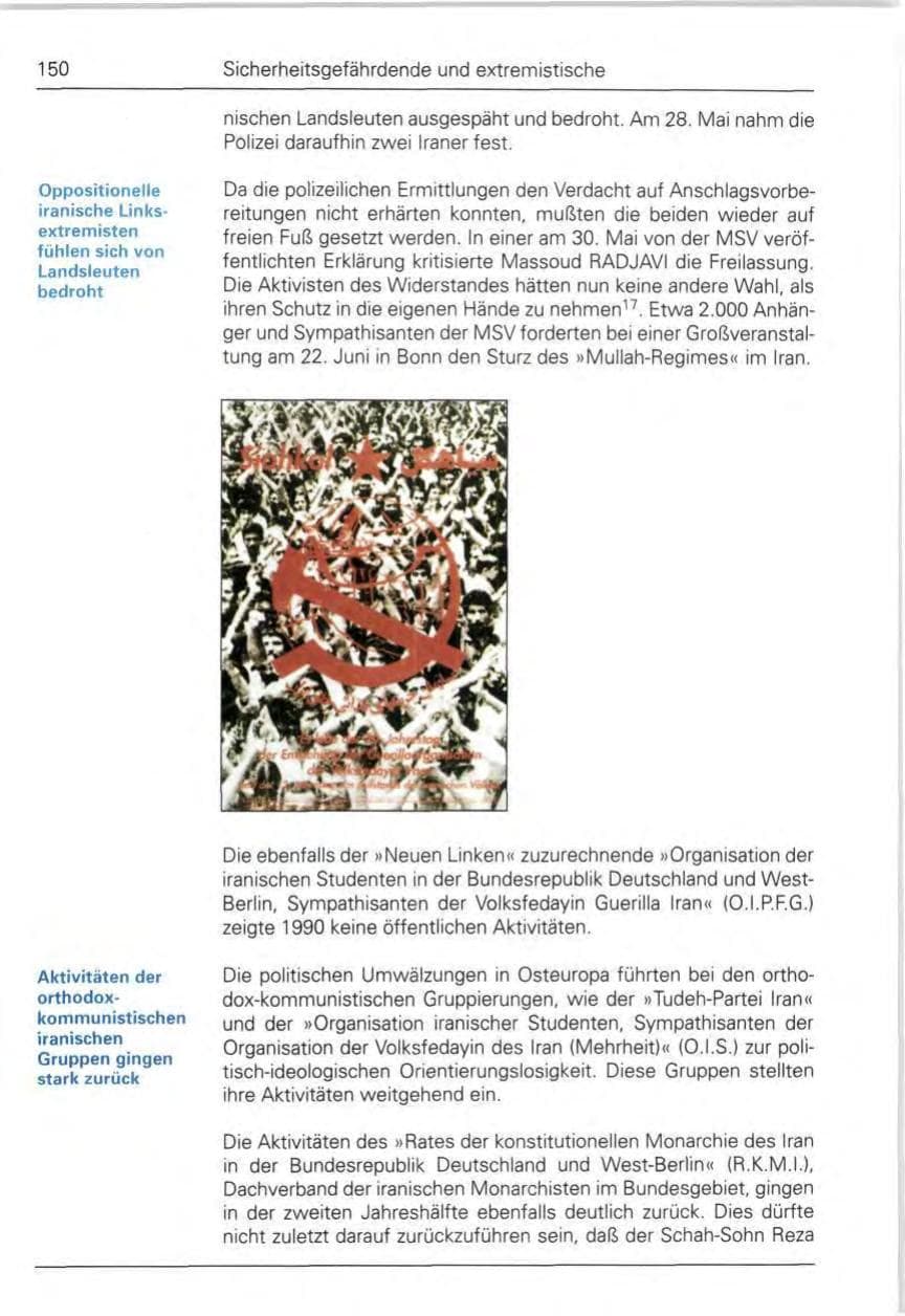 Seite 150 des Verfassungsschutzbericht 1990 Bund