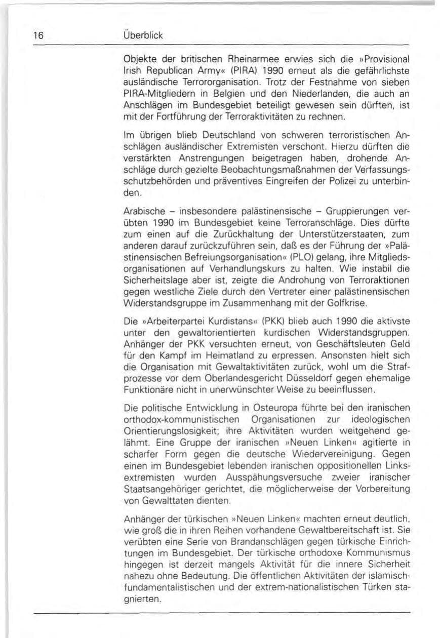 Seite 16 des Verfassungsschutzbericht 1990 Bund