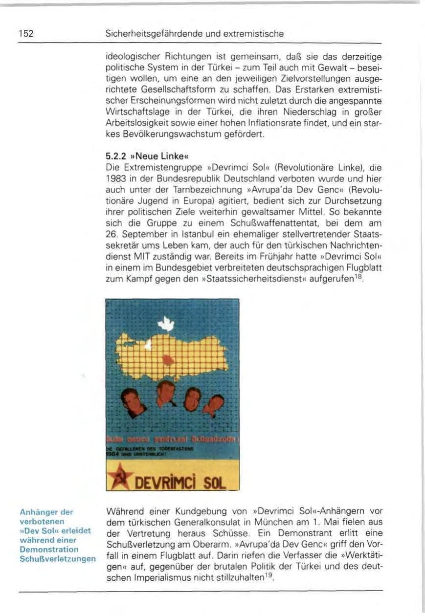 Seite 152 des Verfassungsschutzbericht 1990 Bund