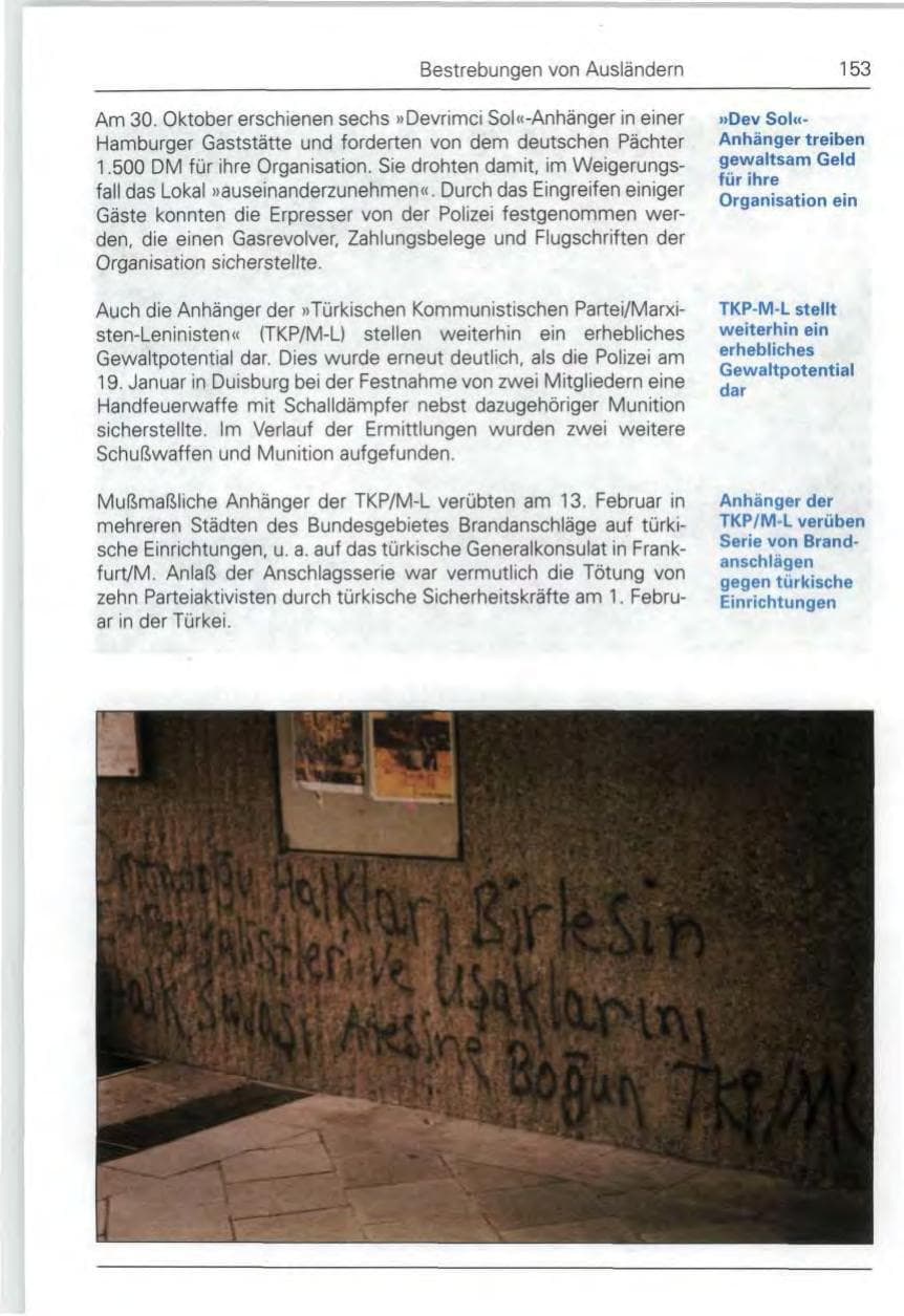 Seite 153 des Verfassungsschutzbericht 1990 Bund