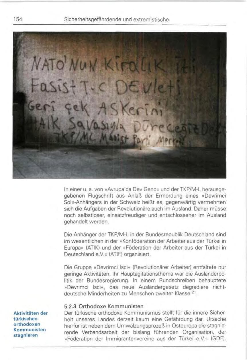 Seite 154 des Verfassungsschutzbericht 1990 Bund