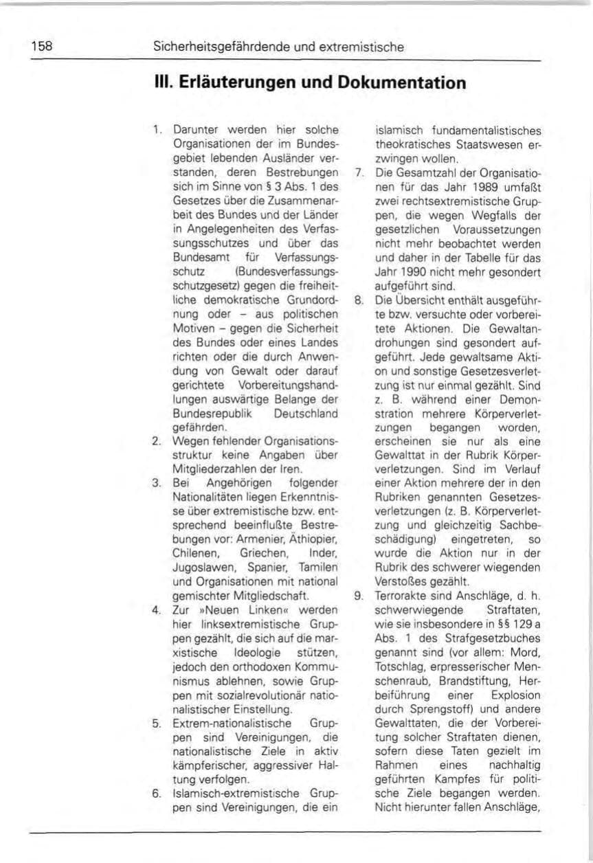 Seite 158 des Verfassungsschutzbericht 1990 Bund