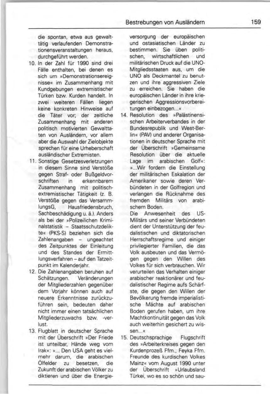 Seite 159 des Verfassungsschutzbericht 1990 Bund