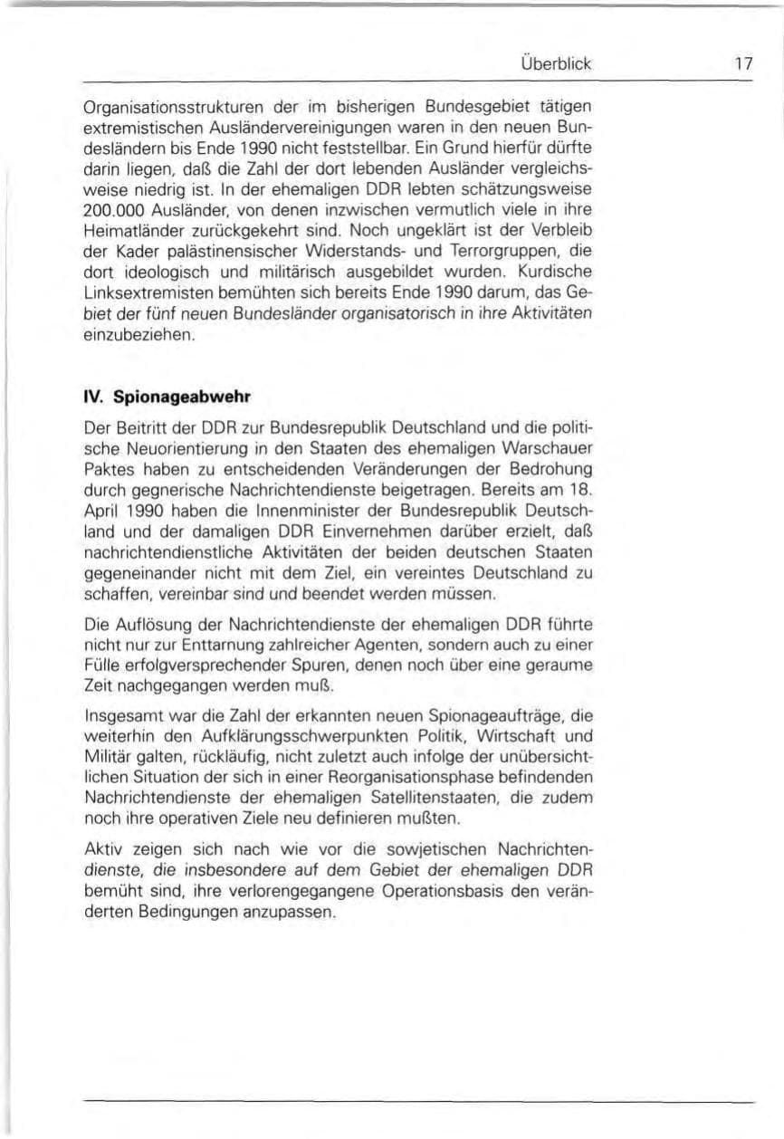 Seite 17 des Verfassungsschutzbericht 1990 Bund
