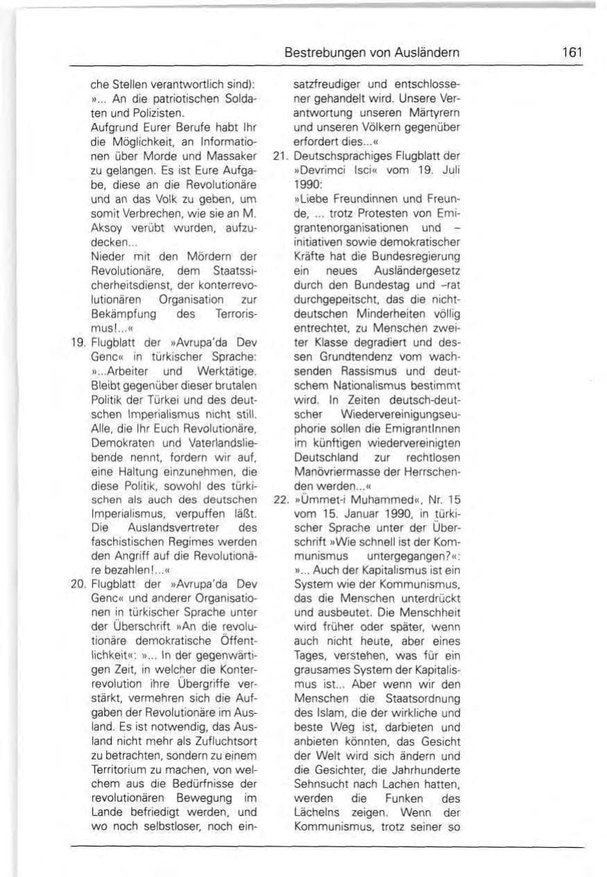 Seite 161 des Verfassungsschutzbericht 1990 Bund
