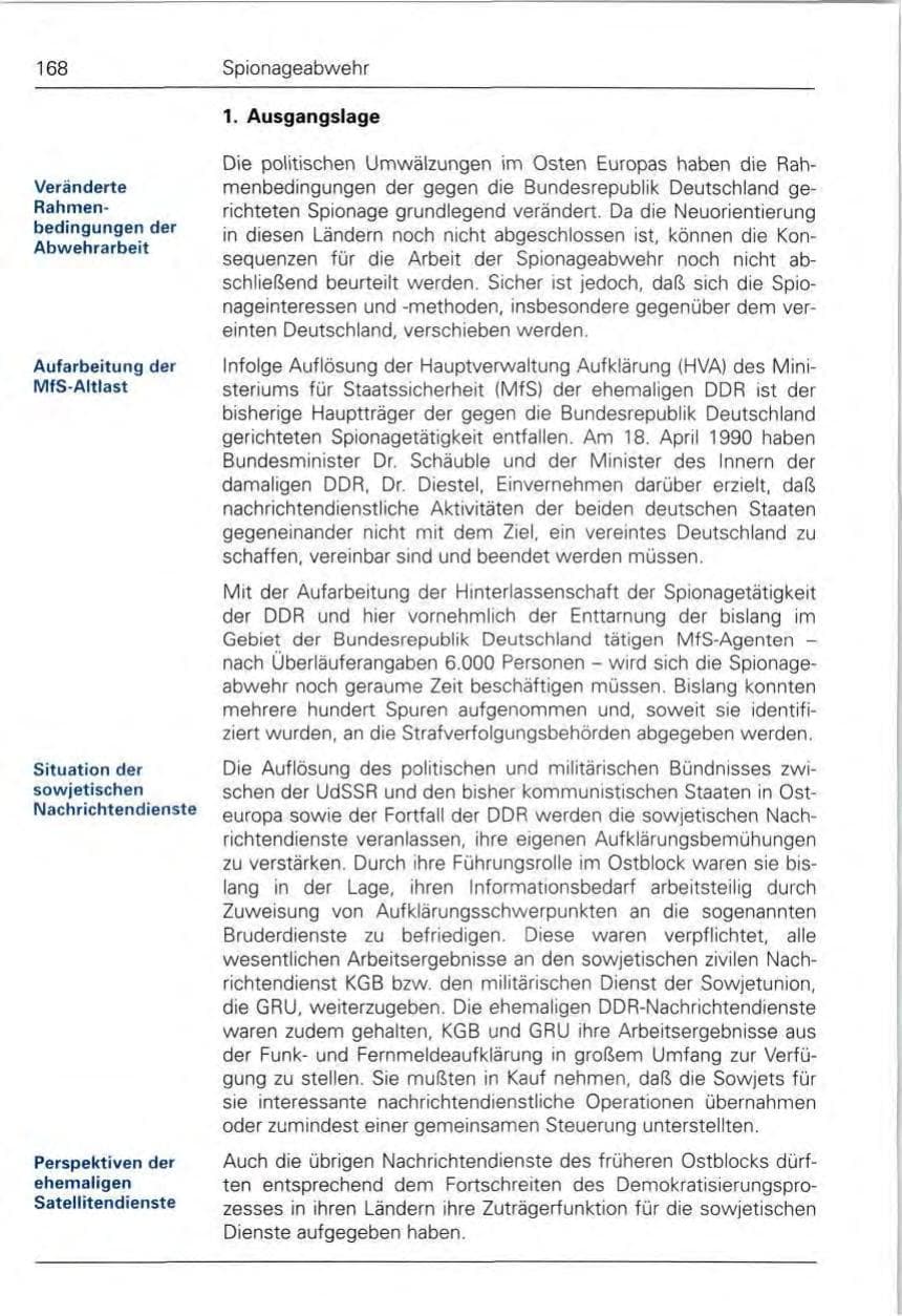 Seite 168 des Verfassungsschutzbericht 1990 Bund