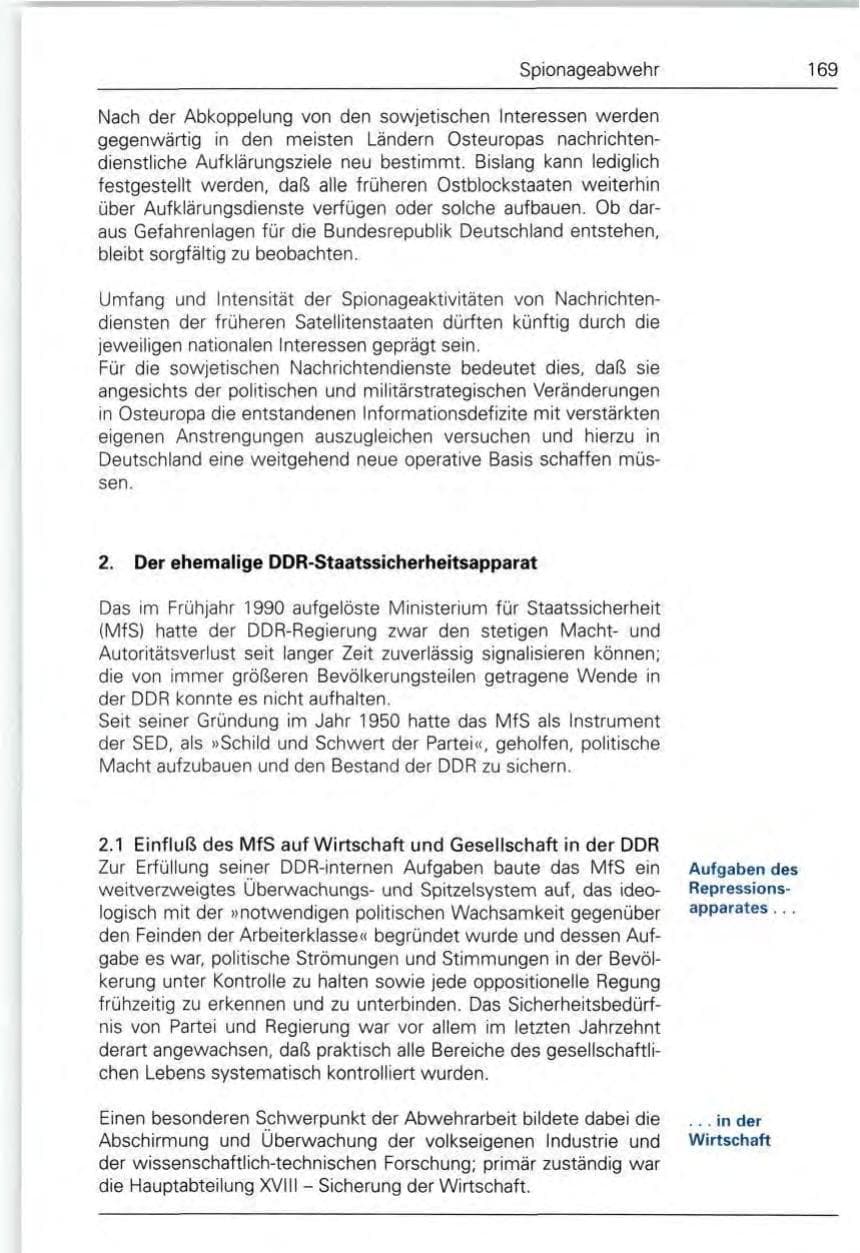 Seite 169 des Verfassungsschutzbericht 1990 Bund