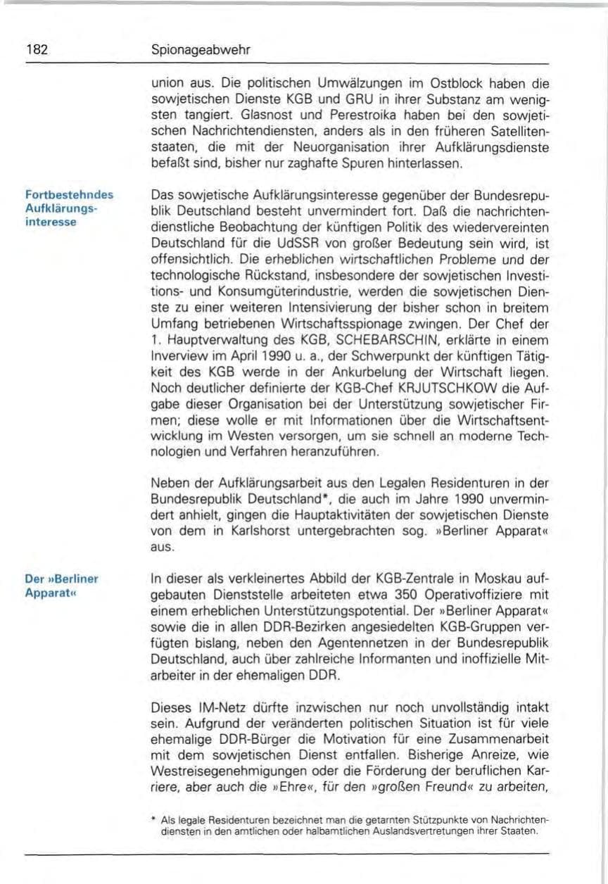 Seite 182 des Verfassungsschutzbericht 1990 Bund