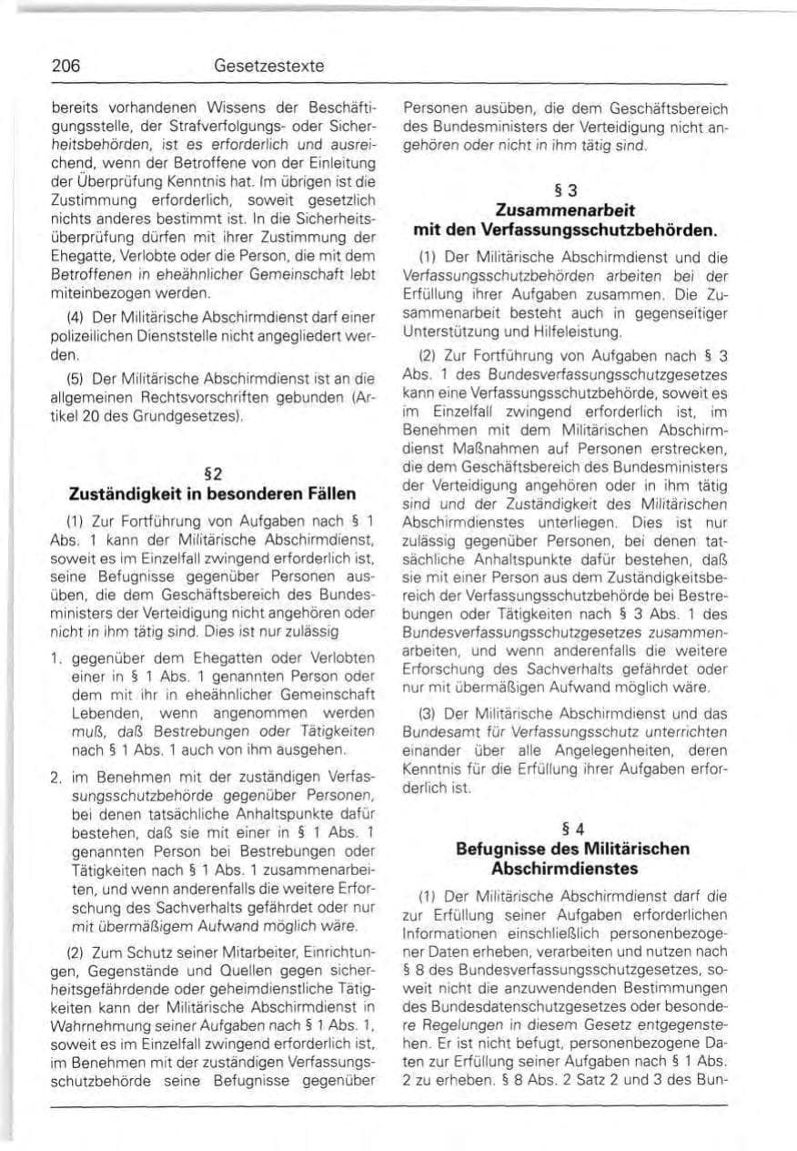 Seite 206 des Verfassungsschutzbericht 1990 Bund
